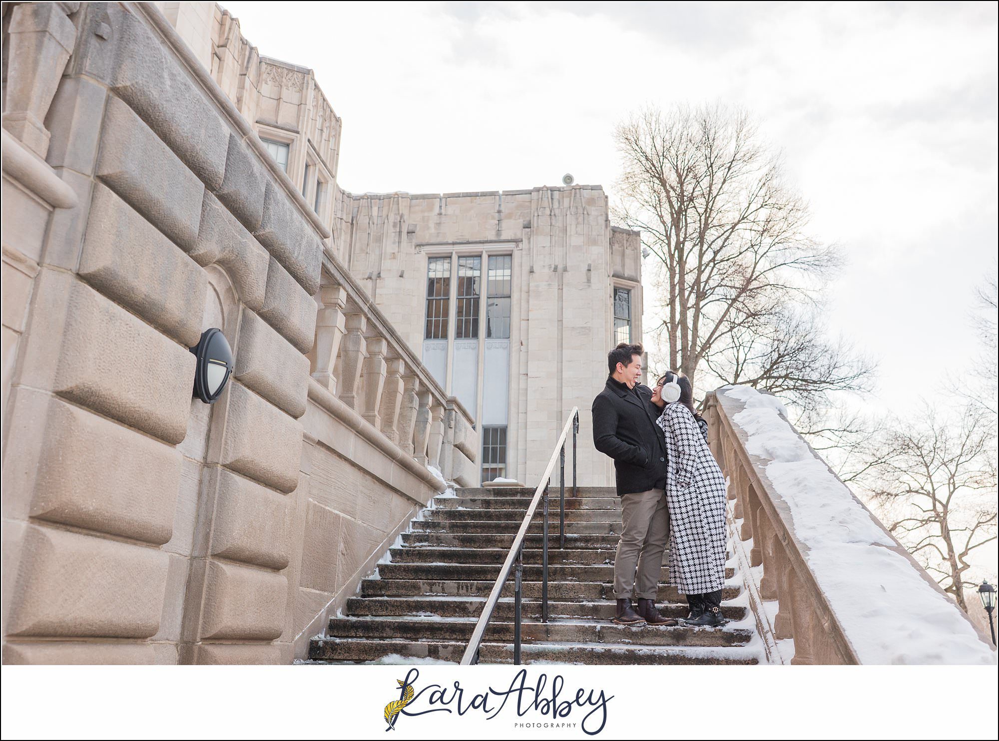 Winter Engagement Session at the Cathedral of Learning in Pittsburgh PA