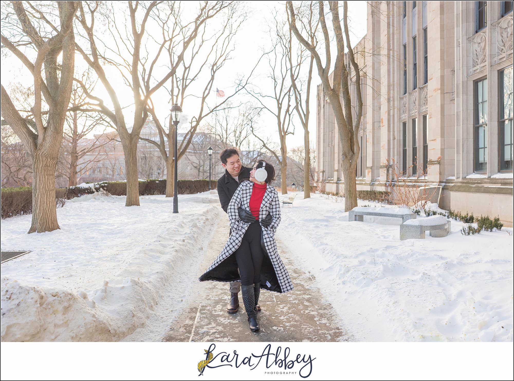Winter Engagement Session at the Cathedral of Learning in Pittsburgh PA