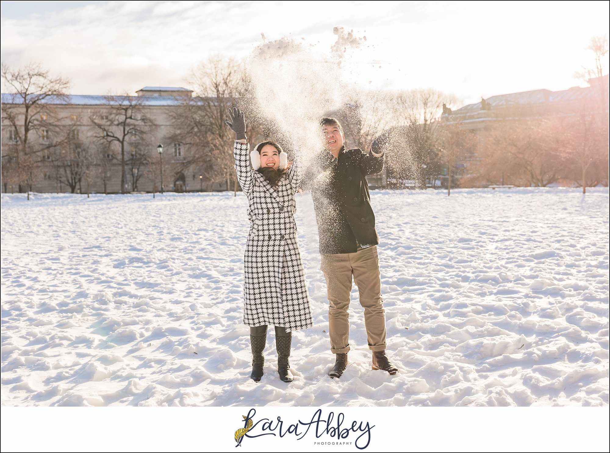 Winter Engagement Session at the Cathedral of Learning in Pittsburgh PA