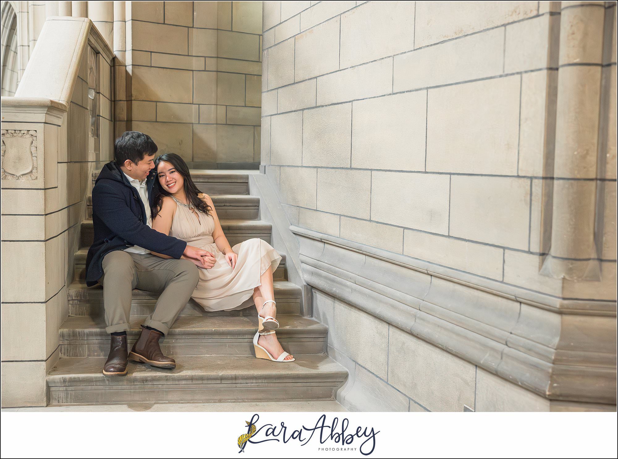 Winter Engagement Session at the Cathedral of Learning in Pittsburgh PA