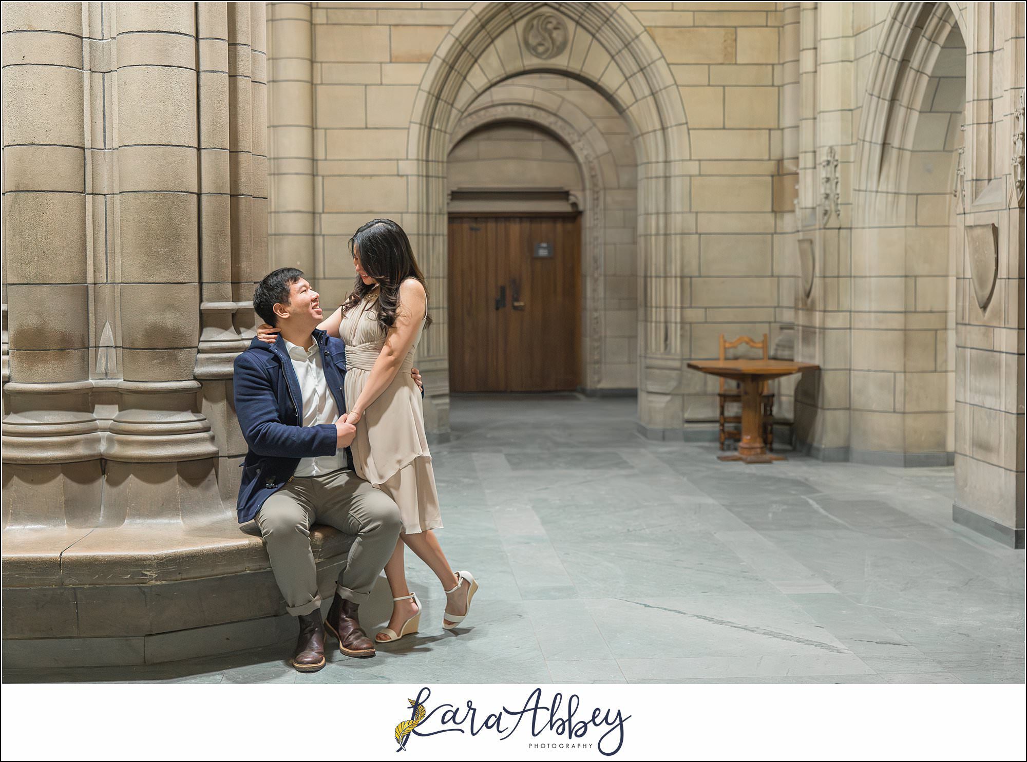 Winter Engagement Session at the Cathedral of Learning in Pittsburgh PA